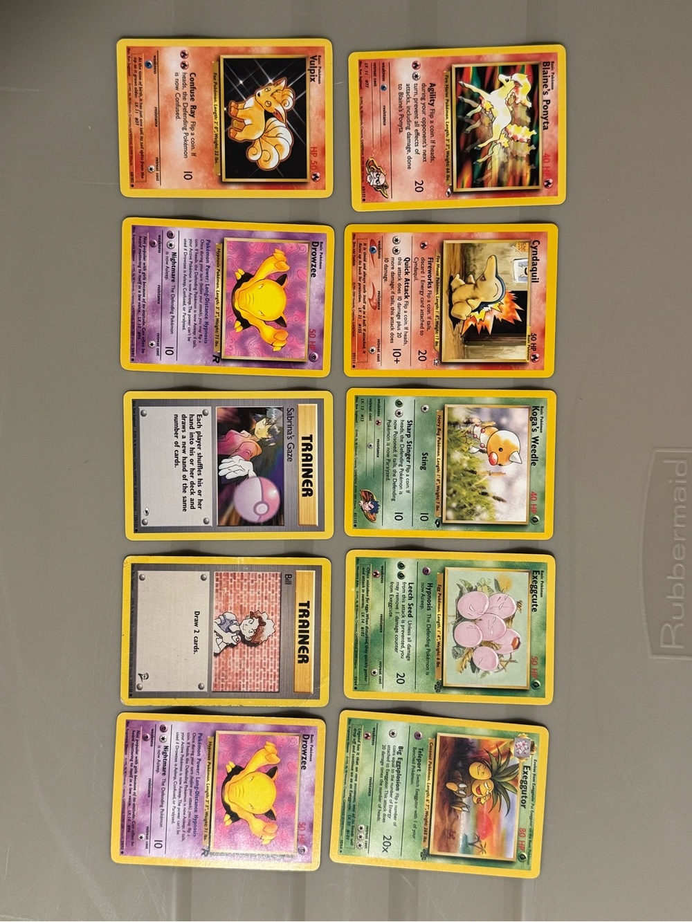 A collection of early Pokémon TCG cards from the 1990s and early 2000s.Set of 10